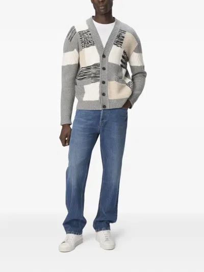 Missoni V-neck Patchwork Knit Cardigan In Gray