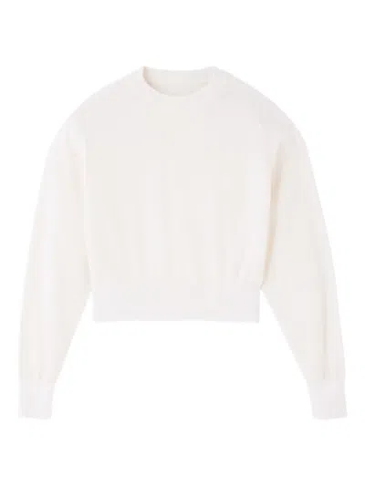Jacquemus White Crew Neck Sweater With Back Logo In Merino Wool Woman In White