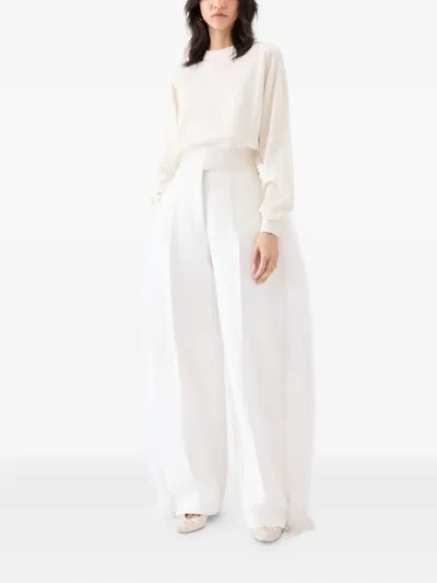 Jacquemus White Crew Neck Sweater With Back Logo In Merino Wool Woman In White
