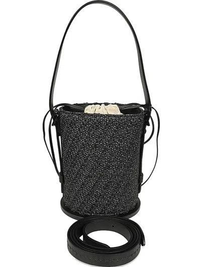 Max Mara Textured Drawstring Bucket Bag In Black