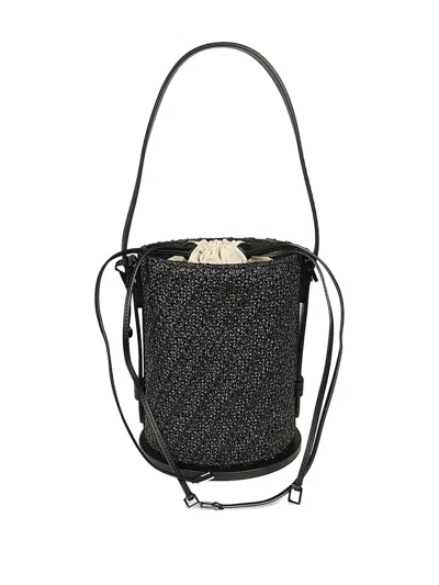 Max Mara Textured Drawstring Bucket Bag In Black