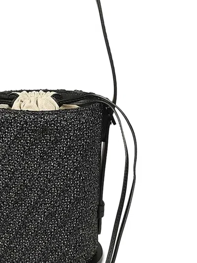 Max Mara Textured Drawstring Bucket Bag In Black