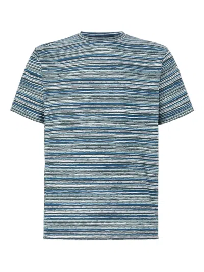 Missoni Flame-zigzag Pattern Crew-neck T-shirt In Blue