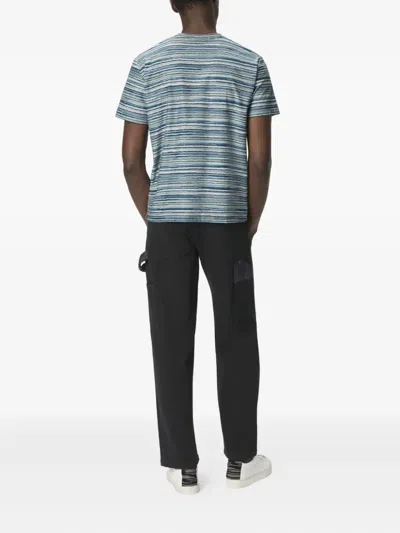 Missoni Flame-zigzag Pattern Crew-neck T-shirt In Blue