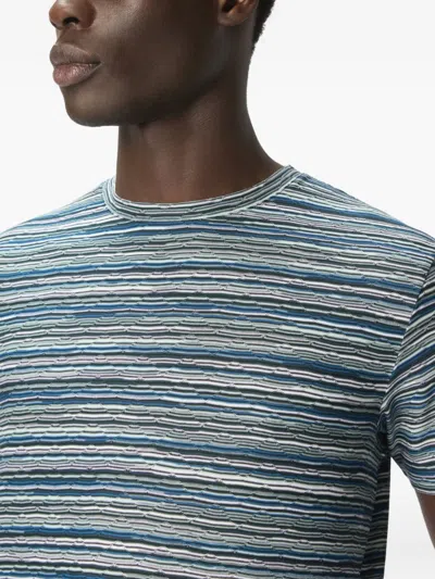 Missoni Flame-zigzag Pattern Crew-neck T-shirt In Blue