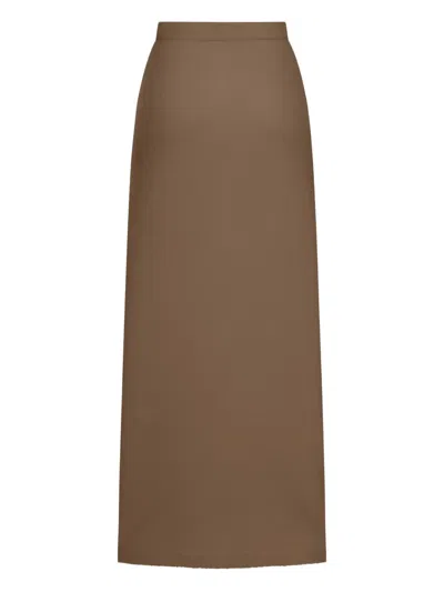 Max Mara Dorina A-line Stretch Cashmere Midi Skirt In Brown
