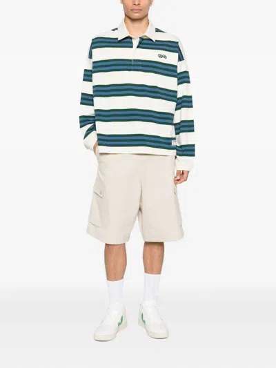 Summer Games Striped Long-sleeve Polo Shirt In Blue