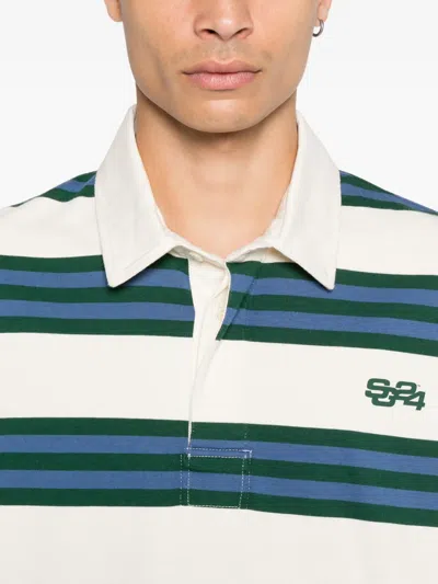 Summer Games Striped Long-sleeve Polo Shirt In Blue