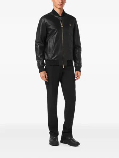 Billionaire Basic Leather Bomber Men In Black