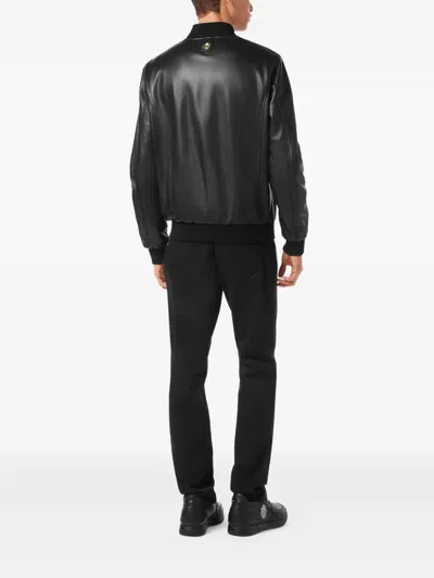 Billionaire Basic Leather Bomber Men In Black