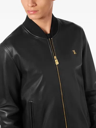 Billionaire Basic Leather Bomber Men In Black