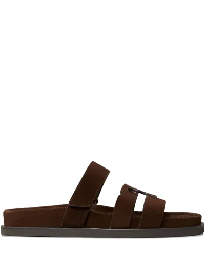 Tory Burch Ines Suede Triple-band Sport Mule Sandals In Brown