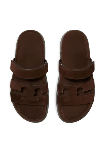 Tory Burch Ines Suede Triple-band Sport Mule Sandals In Brown