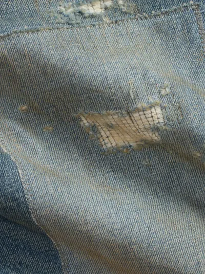 Rrl Distressed Patchwork Jeans In Blue