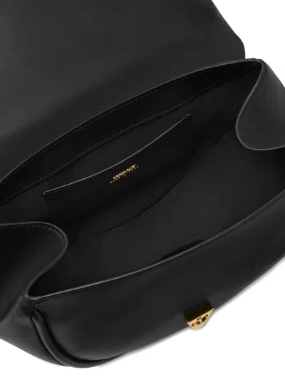 Versace Virtus Medium Leather Shoulder Bag In Black