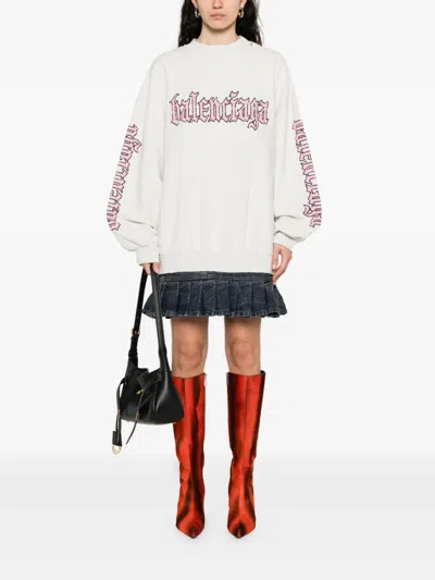Balenciaga Hybrid Dress In Cotton Jersey And Denim In White