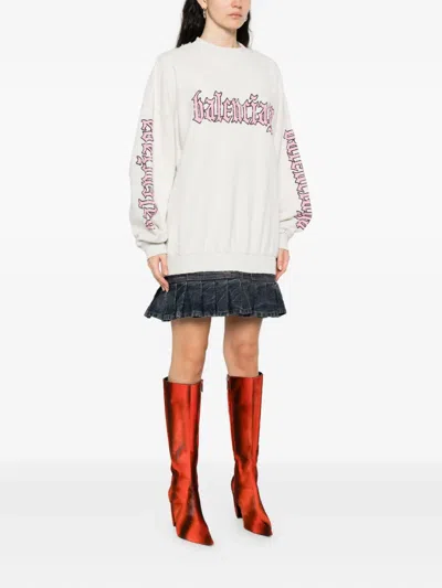 Balenciaga Hybrid Dress In Cotton Jersey And Denim In White