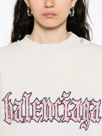 Balenciaga Hybrid Dress In Cotton Jersey And Denim In White