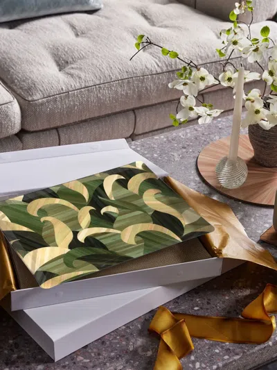 Hestialiving Tropique Leaf-pattern Serving Tray In Green