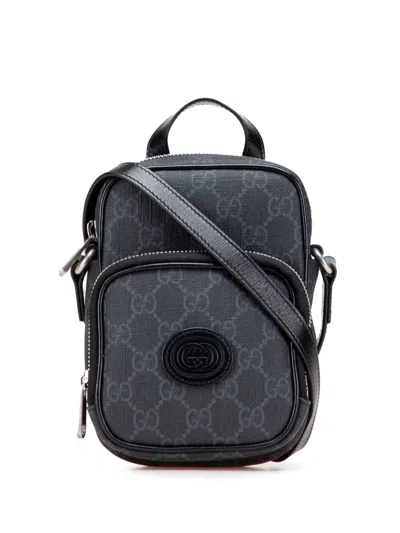 Pre-owned Gucci 2016-2025 Mini Gg Supreme Interlocking G Satchel In Gray