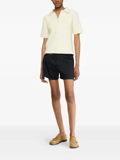 Jw Anderson J. W. Anderson Cropped Cable Knit Polo In Neutral