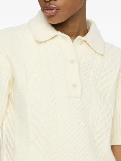 Jw Anderson J. W. Anderson Cropped Cable Knit Polo In Neutral