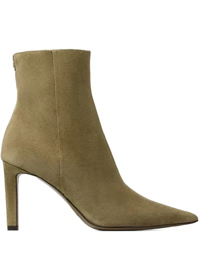 Jimmy Choo 85mm Frankie Pointed-toe Ankle Boots In Green