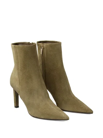 Jimmy Choo 85mm Frankie Pointed-toe Ankle Boots In Green