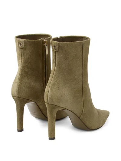 Jimmy Choo 85mm Frankie Pointed-toe Ankle Boots In Green