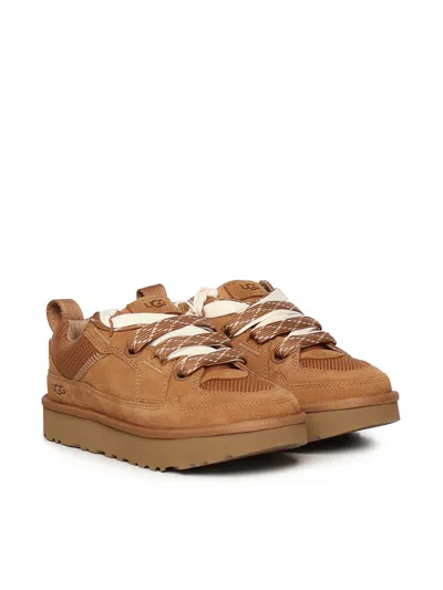 Ugg Suede And Mesh Sneakers With Trekking Laces In Brown