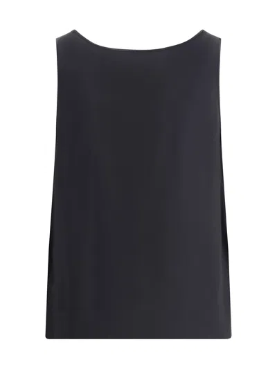 Dolce & Gabbana Satin Camisole Top With Logo In Black