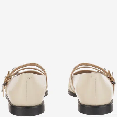 Pinko Studded Leather Ballet Flats In White