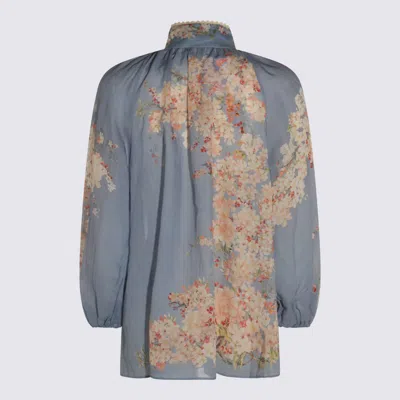 Zimmermann Cascadian Billowed Ramie Shirt In Blue