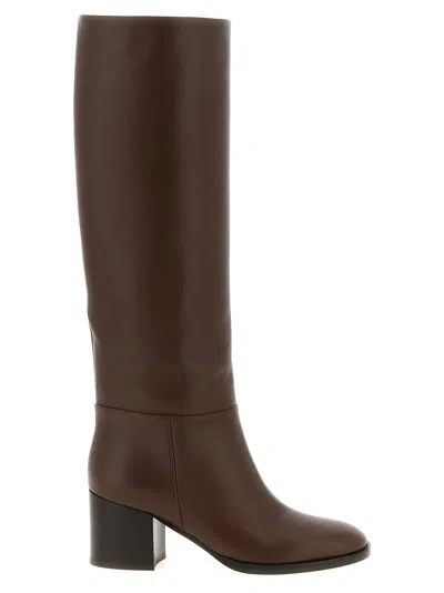 Gianvito Rossi Santiago 85mm Leather Boots In Brown