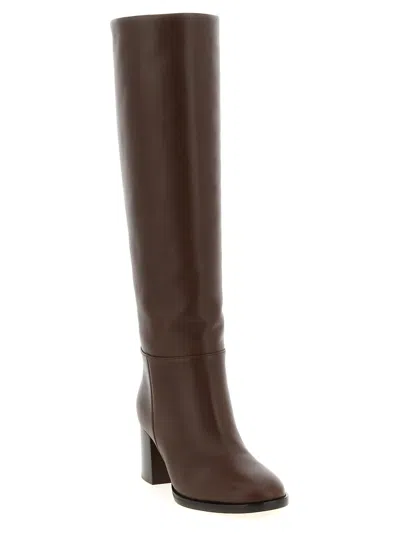 Gianvito Rossi Santiago 85mm Leather Boots In Brown