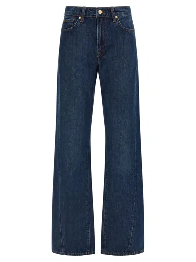 7 For All Mankind Wide Leg High Waist Jeans In Blue