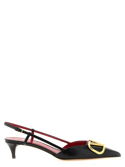 Valentino Vlogo Signature Pointed Toe Slingback Pumps In Animal Print