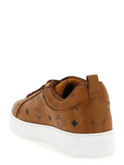 Mcm Multicolor Canvas And Leather Sneakers In Brown