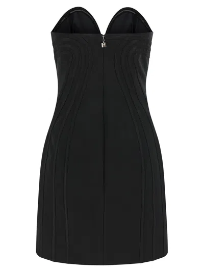 Rotate Birger Christensen Satin Mini Dress With Sweetheart Neckline Rotate In Black