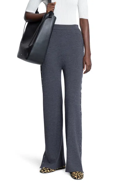 Jil Sander Flared Knit Pants With Studs In Wool In Blue