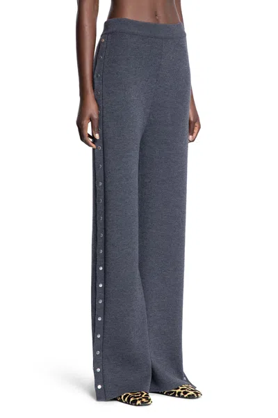 Jil Sander Flared Knit Pants With Studs In Wool In Blue