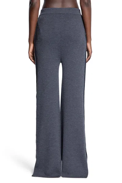Jil Sander Flared Knit Pants With Studs In Wool In Blue