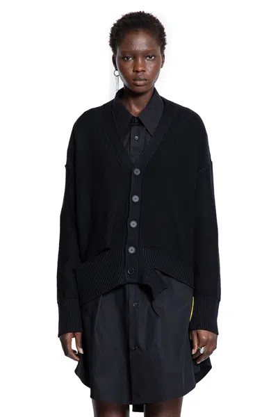 Mm6 Maison Margiela Mm6 By Maison Margiela Relaxed Fit Black Wool Knit Cardigan