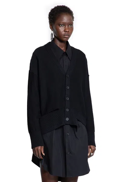 Mm6 Maison Margiela Mm6 By Maison Margiela Relaxed Fit Black Wool Knit Cardigan