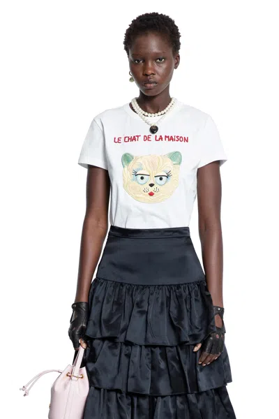 Valentino Le Chat De La Maison Jersey T-shirt In White