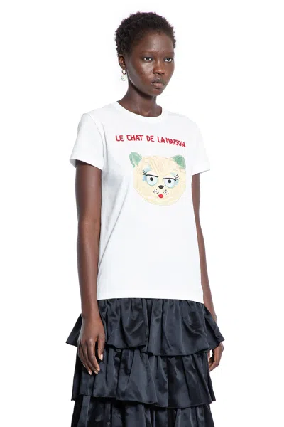 Valentino Le Chat De La Maison Jersey T-shirt In White