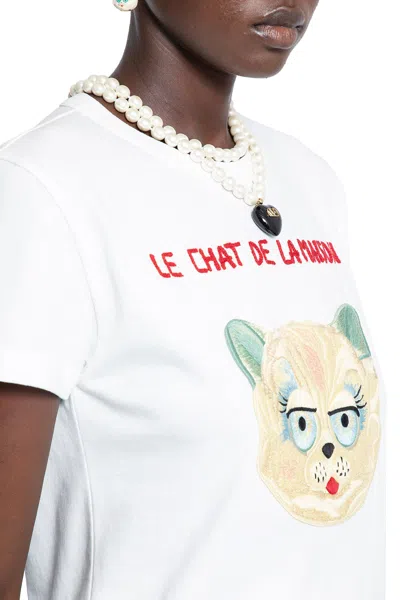 Valentino Le Chat De La Maison Jersey T-shirt In White