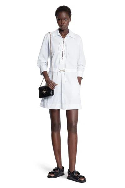 Gucci Cotton Poplin Shirt Dress With Embroidery In White