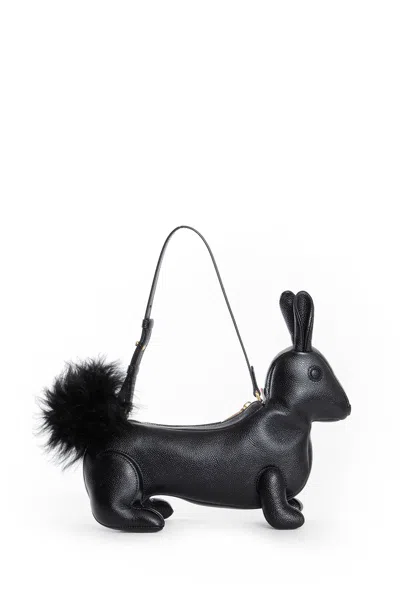 Thom Browne Squirrel-motif Zipped Shoulder Bag In Black