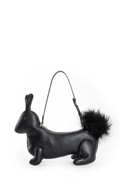 Thom Browne Squirrel-motif Zipped Shoulder Bag In Black